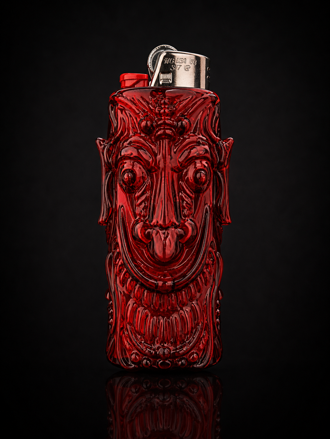 2 face lighter holder (Transparent red)